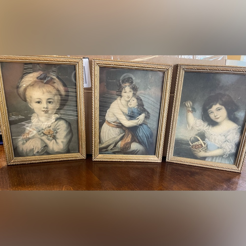 Vintage prints Victorian Boy/Girl, Madame with daughter Julie